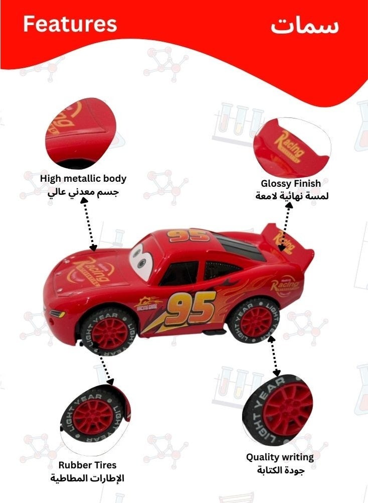 Disney Cars Lightning McQueen Backpack & Alloy Racing Car Combo â€“ Cars Movie Kids School Bag with Die-Cast Toy Car (2-Piece Set) - Image 4